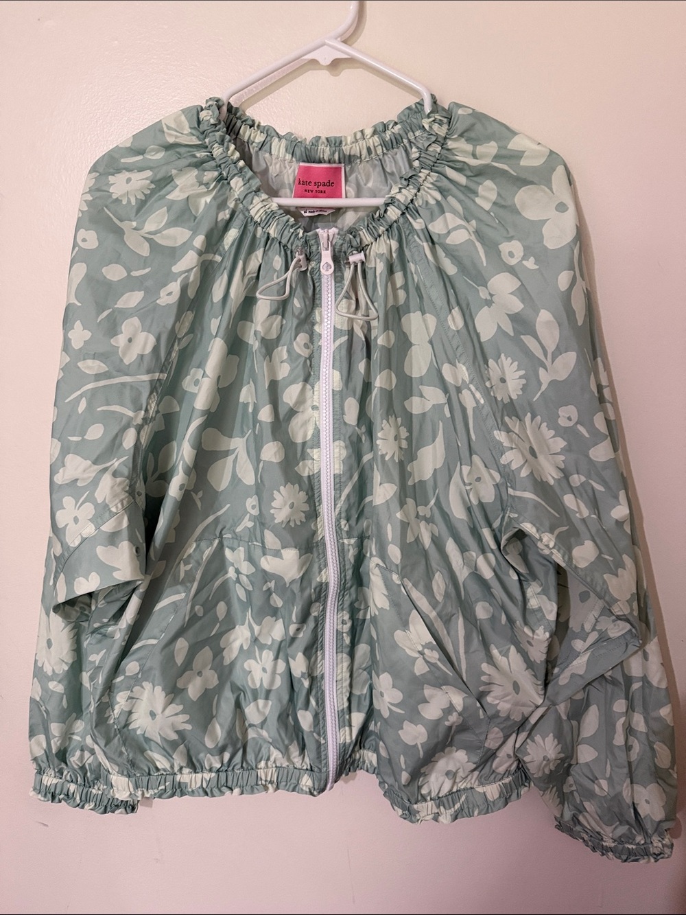 kate spade Mint Green Floral Rain Jacket